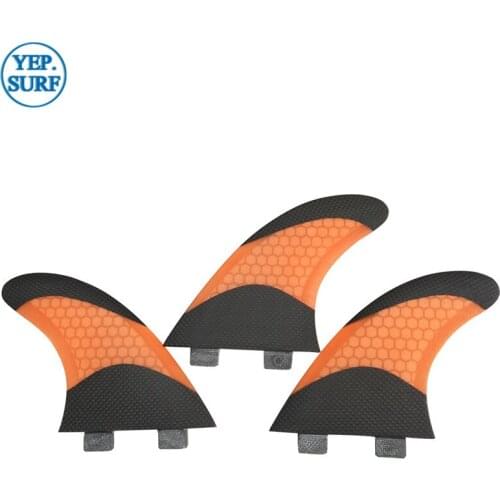 Surf Double Tabs L Fins Orange color Surfboard Fiberglass Fins Honeycomb Double Tabs Fins in Surfing