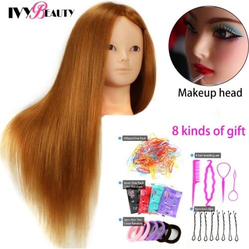 24Inch Mannequin Head With Hair For Makeup Practice Hairdressing Training Mannquin Head Wig Heads With Stand For Hairstyles