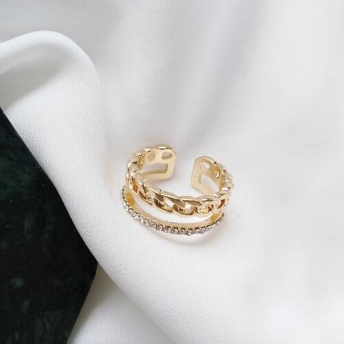 LATS Luxury Multi-layer Golden Open Rings for Women Trendy Hollow Punk Hip Hop Adjustable Ring Fashion Jewelry Best Gift