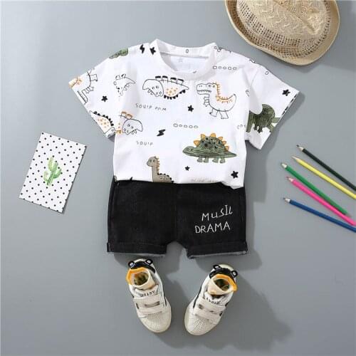 Summer Baby Boy Clothes Cotton Out Children cartoon dinosaur T Shirts Shorts 2Pcs/sets Infant Outfit Kids Fashion Toddler suits