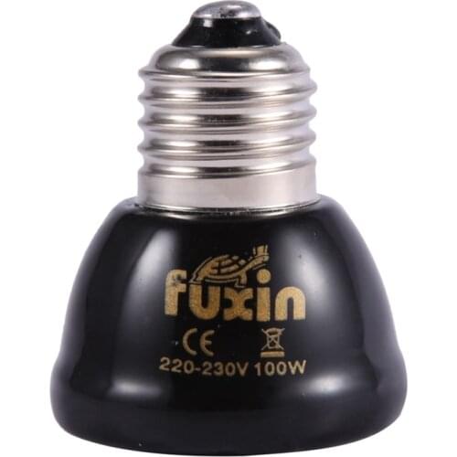 E27 Mini Infrared Ceramic Heating Bulb Elevator Globe Lamp for Animal Reptile -Black - Black, 100W