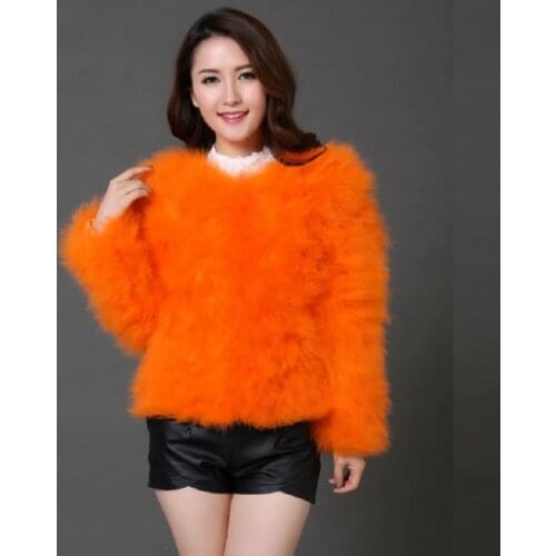 13 colors fashion sexy Ostrich wool turkey fur women coat feather short plus size jacket winter festival long sleeve XS-10XL