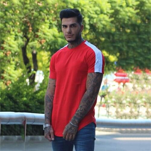 Muscleguys Mens Summer Fashion personality Fitness t Shirt Muscle male Leisure gyms Short sleeves Slim fit Tee tops clothing