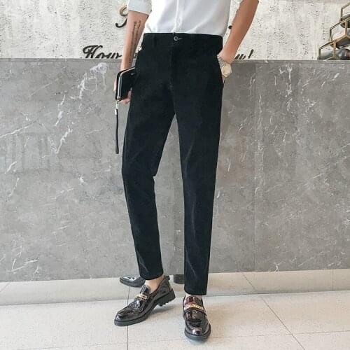 2020 Autumn New Design Men Suit Ankle length Pants Male Casual Classic Solid color Business Office Formal Long Trousers Dress