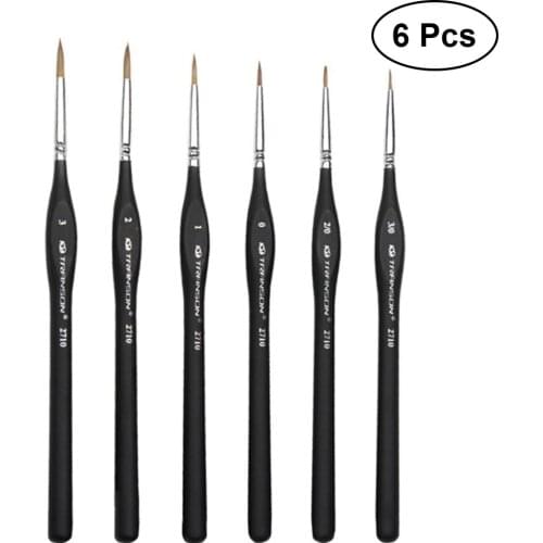 6Pcs Diverse Weasel Hair Brushes Set with Triangular Handle for Detail Art Painting Miniatures Acrylic Watercolor Oil Gouache A3
