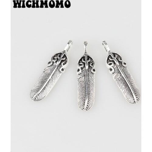 New 10pieces 42*11MM 2019 New Retro Zinc Alloy Feather Charms Pendant for DIY Jewelry Accessories Gifts Free Shipping