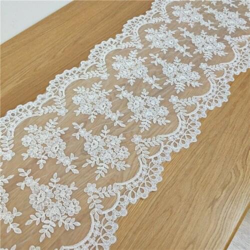New Arrival Alencon Lace Trim Sell By Yard, Scalloped White Floral Corded Lace, Bridal Wedding Veil, Table Runner, Shawl, Curtai