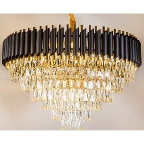 New Arrival Crystal Chandelier Modern Good Quality Round Hanging lustre Elegant K9 Crystal Suspension Lamp for Living room Foyer