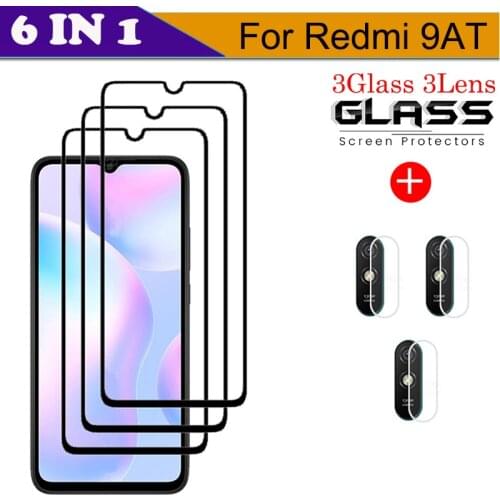 6 IN 1 Front Tempered Glass For Xiaomi Redmi 9AT Screen Protector Explosion-proof Glass For Xiaomi Redmi 9AT Lens Film