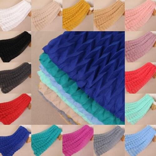 Pleated Wrap Headscarf Scarf Long Shawls Solid Color Women Hijab Muslim Fashion Bandana Africa Female Islamic Headwear Ramadan