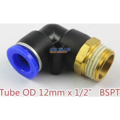 10 Pieces Tube OD 12mm x 1/2" BSPT Male Elbow Pneumatic Connector Push In To Connect Fitting One Touch Quick Release Air Fitting
