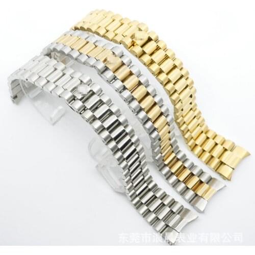 20mm 316L Stainless Steel Watchbands Bracelet Silver Brushed Metal Curved End Replacement Link Deployment Clasp Watch Strap