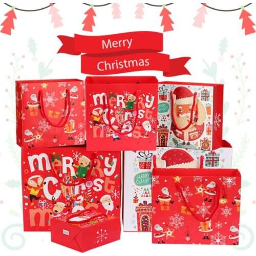 Merry Christmas Gift Paper Bags Xmas Tree Packing Bag Snowflake Christmas Candy Box New Year Kids Favors Bag Decorations SN1335