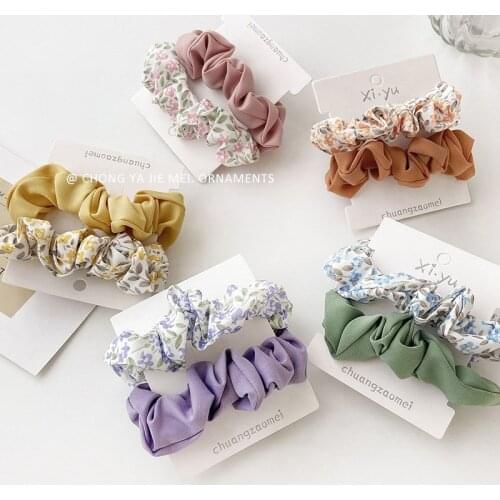 Ruoshuo 2pcs/set Woman Sweet Hair Scrunchies Rubber Band Ponytail Holders Hair Ties Girls Elastic Hairband Lady Ornaments