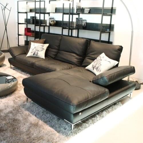 Top cow genuine leather sofa sectional living room sofa corner home furniture couch L shape functional backrest modern style
