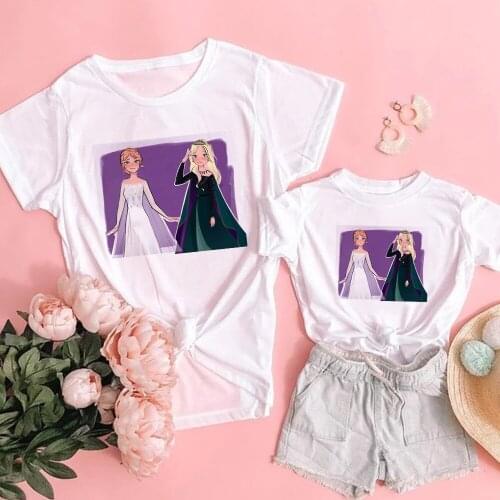 Family Tshirts Fashion Mommy And Me Clothes Frozen II Family Matching Clothes Sisters' Tops Elsa Anna Baby Girl Clothes