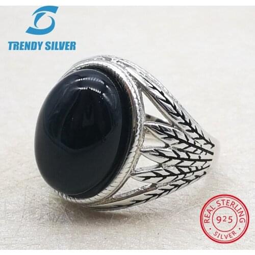 Silver 925 fine jewelry mens rings mens accessories turquoise gemstone natural onyx agate wholesale TRENDY SILVER
