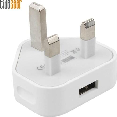 Single USB White 5V 1A Power Adapter 3 Pin UK Plug AC Wall Travel Charger for iPhone Samsung Xiaomi HTC Mobile Phone 100pcs