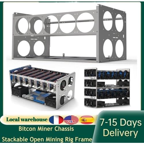 Bitcon Miner Chassis Stackable Open Mining Rig Frame Mining Accessories Tools for 6/8/10 GPU Crypto Bitcoin Machine Case Support