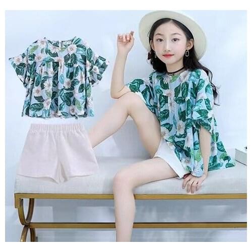 Sifafos Baby Kids Clothes Suits for Girl Sets Chiffon Blouses and shorts vetement fille Summer Girl clothing