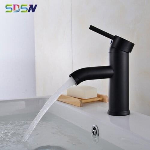 Black Basin Faucet SDSN Stainless Steel Basin Faucet Home Hot Cold Bathroom Mixer Faucet Single Lever Bathtub Basin Faucets