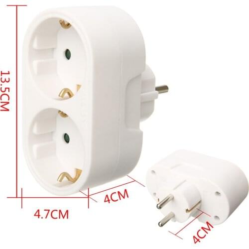 16A/250V Multiple Plug Outlet 2 Socket Power Strip Electrical Socket Distribution Adapter German Standard Conversion Plug