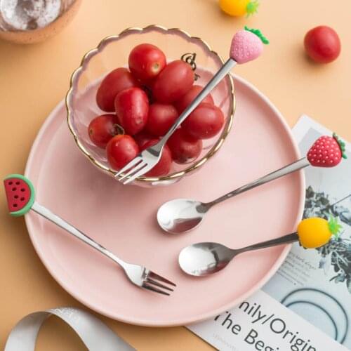 Fruit Fork Mini Cartoon Children Snack Cake Dessert Food Fruit Pick Toothpick Bento Lunches Party Decoration Mixing Spoon