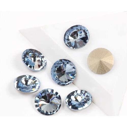 YANRUO 1122 Light Sapphire Color Rivoli High Quality Rhinestones Crystal 3D Shiny Rhinestone Stone Manicure Nail Art Decoration