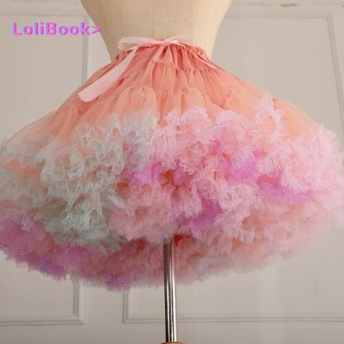 Lolibook White Short Women Tulle Halloween Petticoat Crinoline Vintage Wedding Bridal Petticoat Underskirt Rockabilly Tutu
