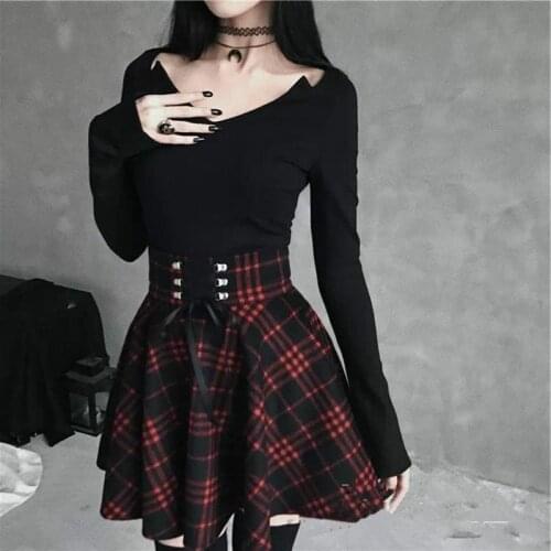2021 ladies beauty college style skirt plaid big swing show thin high waist girdle skirt women