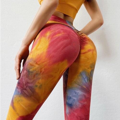 CHRLEISURE Women Printed Leggings High Waist Push Up Tie Dye Fitness Gym Leggings Casual Workout Female Leggins For Women