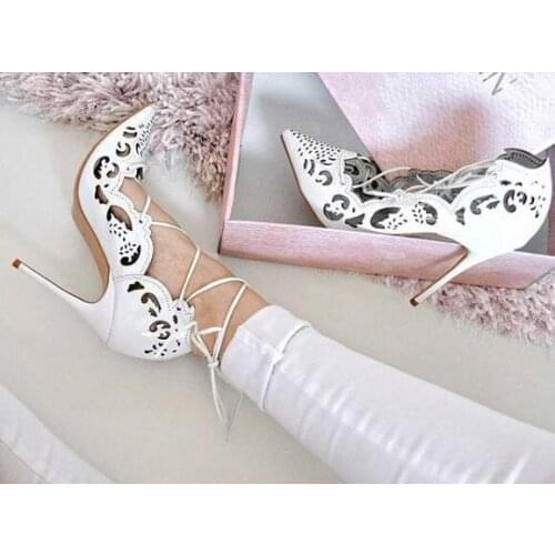 Moraima Snc Sexy Pointed Toe High Heel Shoes Leather Laser Thin Heels Party Dress Shoe Woman Cutouts Wedding Shoe Yellow