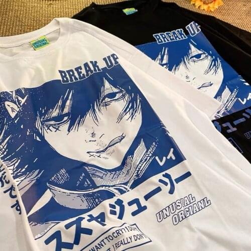JUZO SUZUYA Cartoon Print Japanese Anime Punk Tokyo Ghoul Kaneki Ken Loose Fun T-Shirt Harajuku Goth Streetwear Casual Women Top