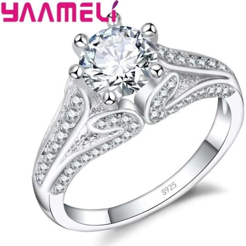 Created Clear CZ AAA 925 Sterling Silver Rings for Women Romantic Style Valentines Day Gift Accessories