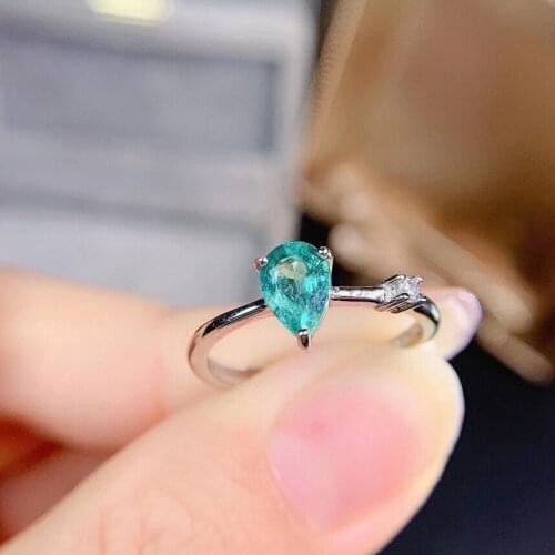 Fashion classic cute Water drop Natural green emerald gem Ring S925 Silver Natural Gemstone Ring girl Women party gift Jewelry