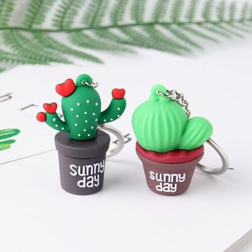 1pc Cartoon Cactus Key Chain Doll Key Ring Gift For Women Girls Bag Pendant Figure Charms Key Chains Jewelry