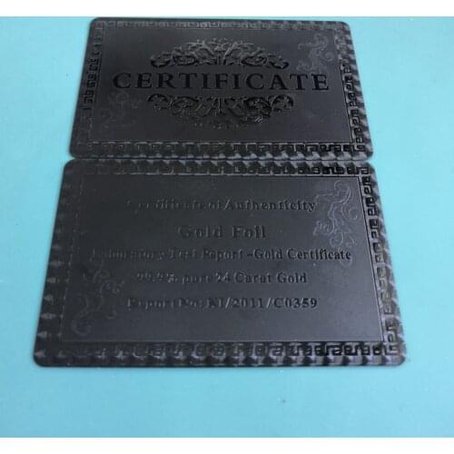 10/20/50pcs/lot Nice Certificates of Authenticity 99.9% 24 Carat Gold Black Silver Certification Beautiful Gifts And Collection