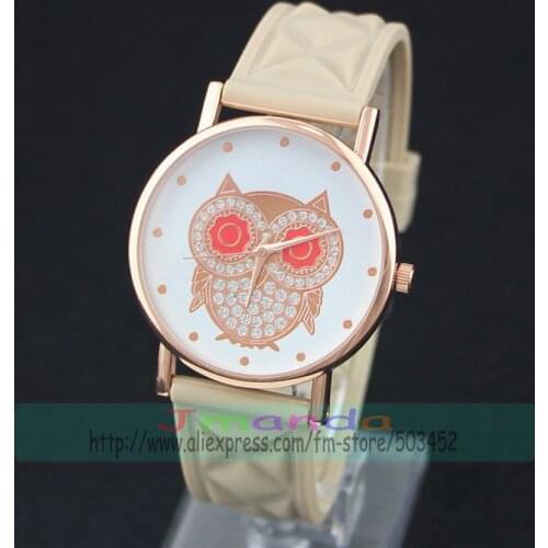 100pcs/lot 5398 Red Eye Owl Design Leather Watch Wrap Quartz Casual Watch For Unisex Wholesale Price Gold Case Watch Cute Watch