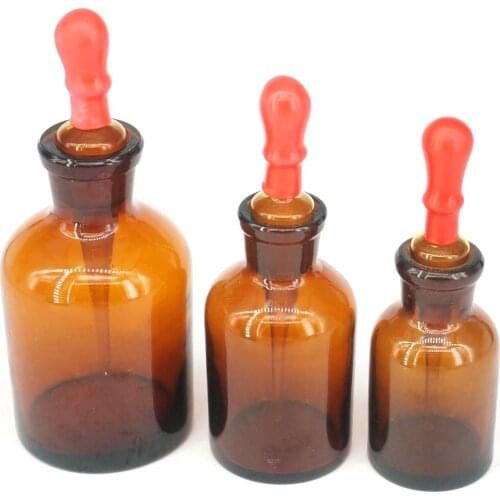 30/60/125ML Brown Glass Dropping Bottle Pipette With Ground Glass Stopper and Dropper