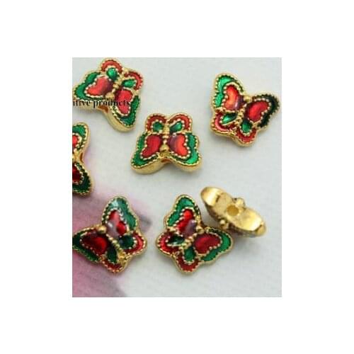 5pcs/lot Tibetan silver butterfly Dripping oil spacer Cloisonne lotus Loose Spacer Beads for DIY Jewelry Making bracelet fg4