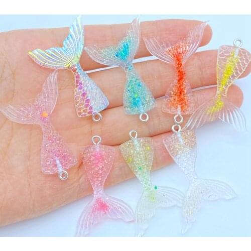 8Pcs New Cute Resin The Shiny Fishtail Of The Hook Flat Back Cabochon Scrapbook Kawaii DIY Embellishments Accessories K52