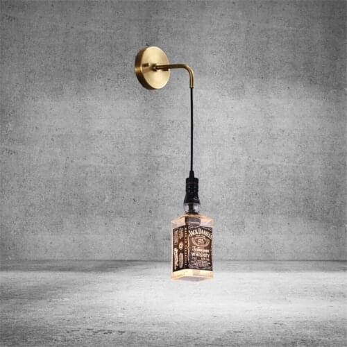 Bar glass bottle wall lams retro creative art bathroom hotel bedroom bedside corridor loft sconces lights decor lighting