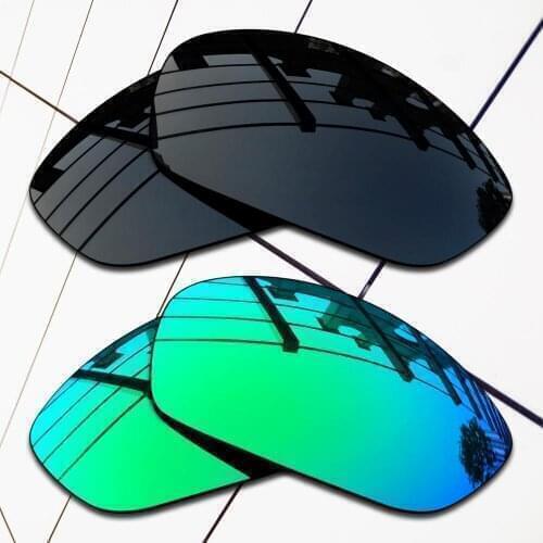 E.O.S 2 Pairs Black & Emerald Green Polarized Replacement Lenses for Oakley Twenty XX 2012 Sunglasses
