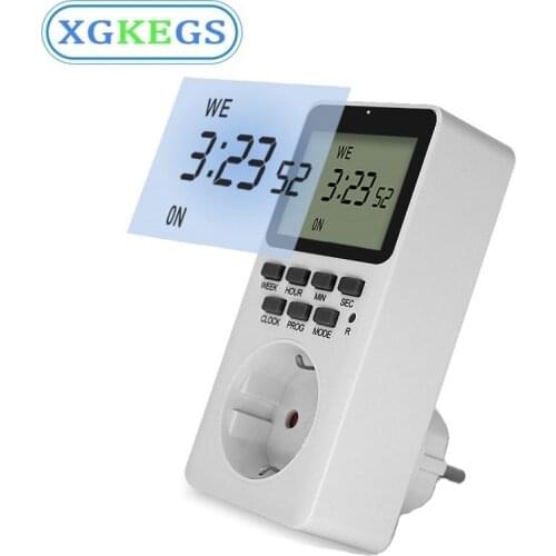 Electronic Digital Timer Switch Socket EU Plug Outlet 50HZ 7 Day Weekly 12/24 Hour Programmable Appliances Wireless Household