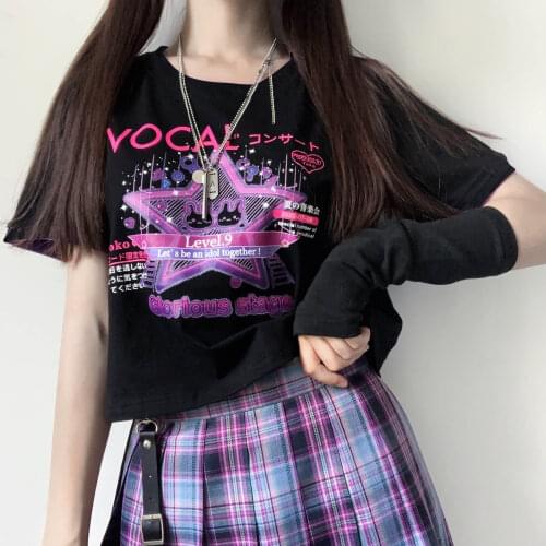 Футболка Graffiti Print Casual Harajuk Short Sleeve TShirt Summer Women clothes Streetwear Top Gothic Aesthetic y2k Kpop vintage