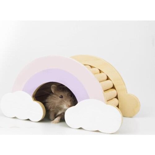 Rainbow Bridge Shape Hamster Sleeping House Cage Nest Guinea Pig Chinchilla Golden Bear Playing Hiding Toys Chewing Toys