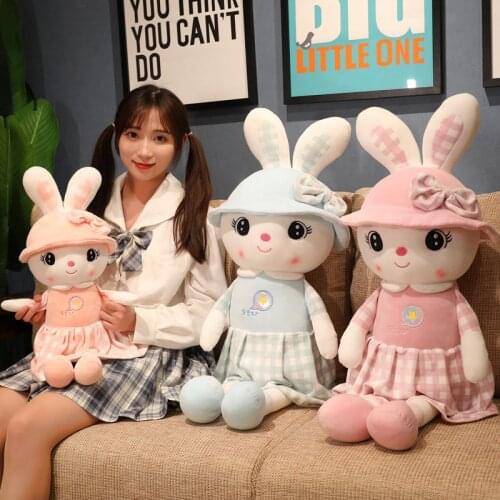 Beautiful Hat Rabbit Plush Toy Soft Long Legs Bunny Cartoon Animal Stuffed Doll Girlfriends Pillow Sofa Cushion Valentines Gift
