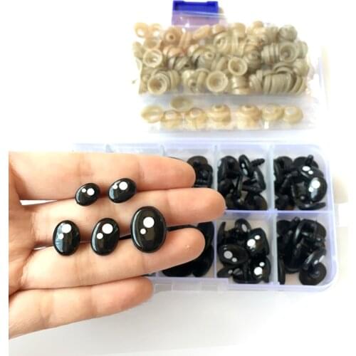 100pcs/box OVAL doll eyes Cartoon Safety eyes nose dolls toys Sole For Teddy Bear Stuffed Toys Snap Animal Puppet Dolls Craft