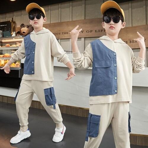 Hot Spring Autumn Childrens Clothes Suit Boys Sweatshirts + Pants 2pcs/Set Kids Teenage Gift Formal Boy Clothing High Quality