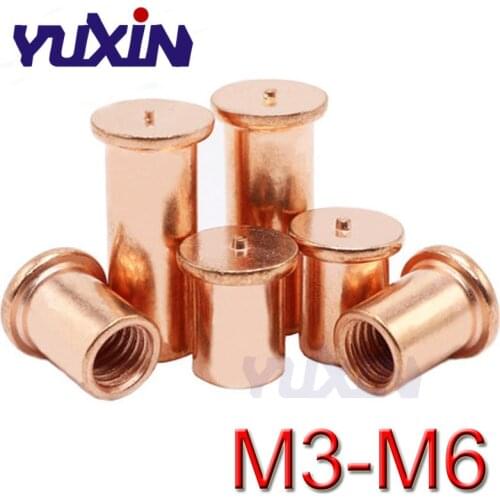 M3 M4 M5 M6*L Copper Plated Welding Stud Standoff Screws Soldering Pin PCB LED SMT Thread Connector Copper Stud Welding Screw
